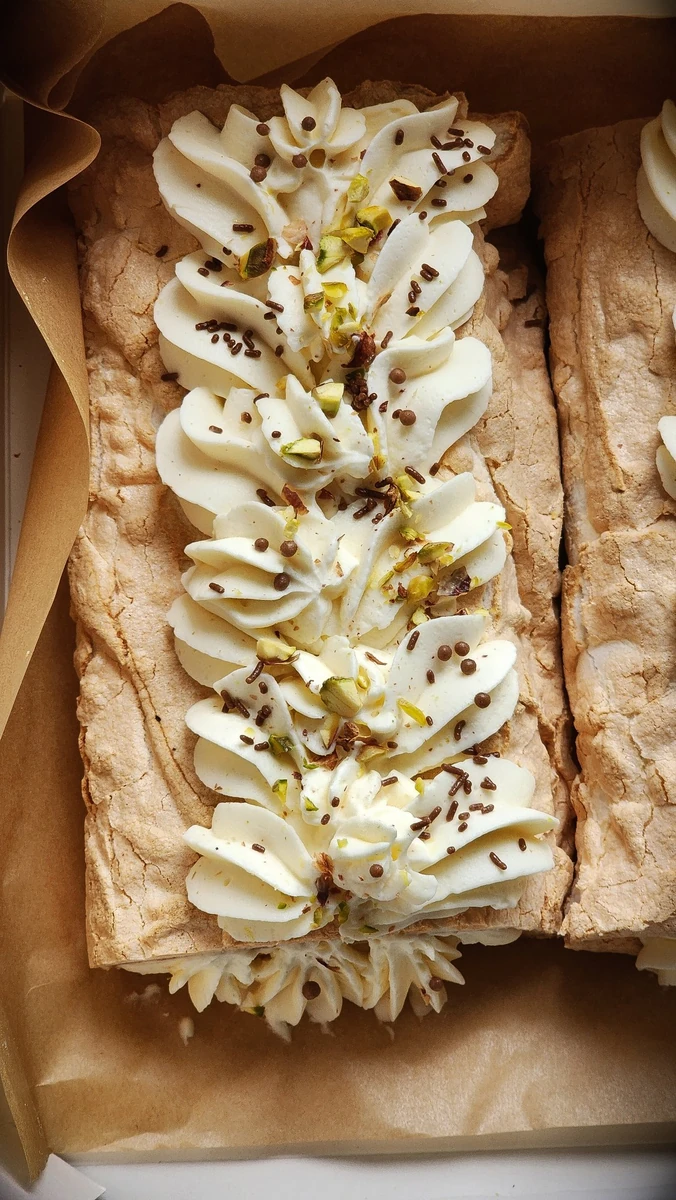 Меренговый рулет с фисташками, готовый к отправке